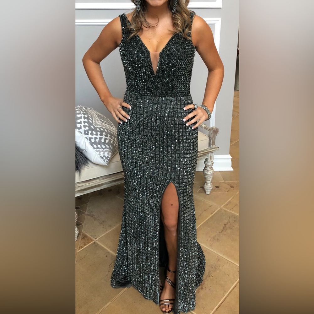 Two tone gray sequence dress